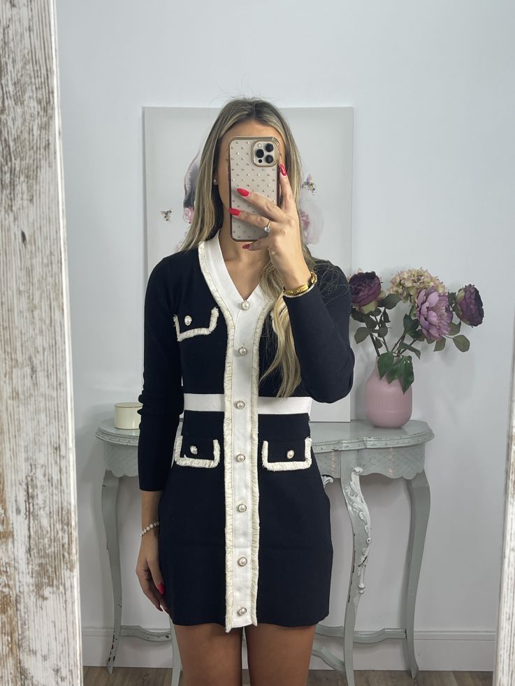 Vestido Jersey Par s negro y blanco