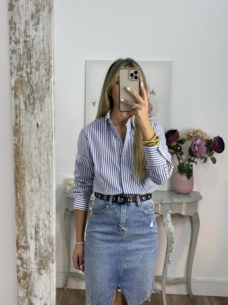 Camisa azul y blanca outlet