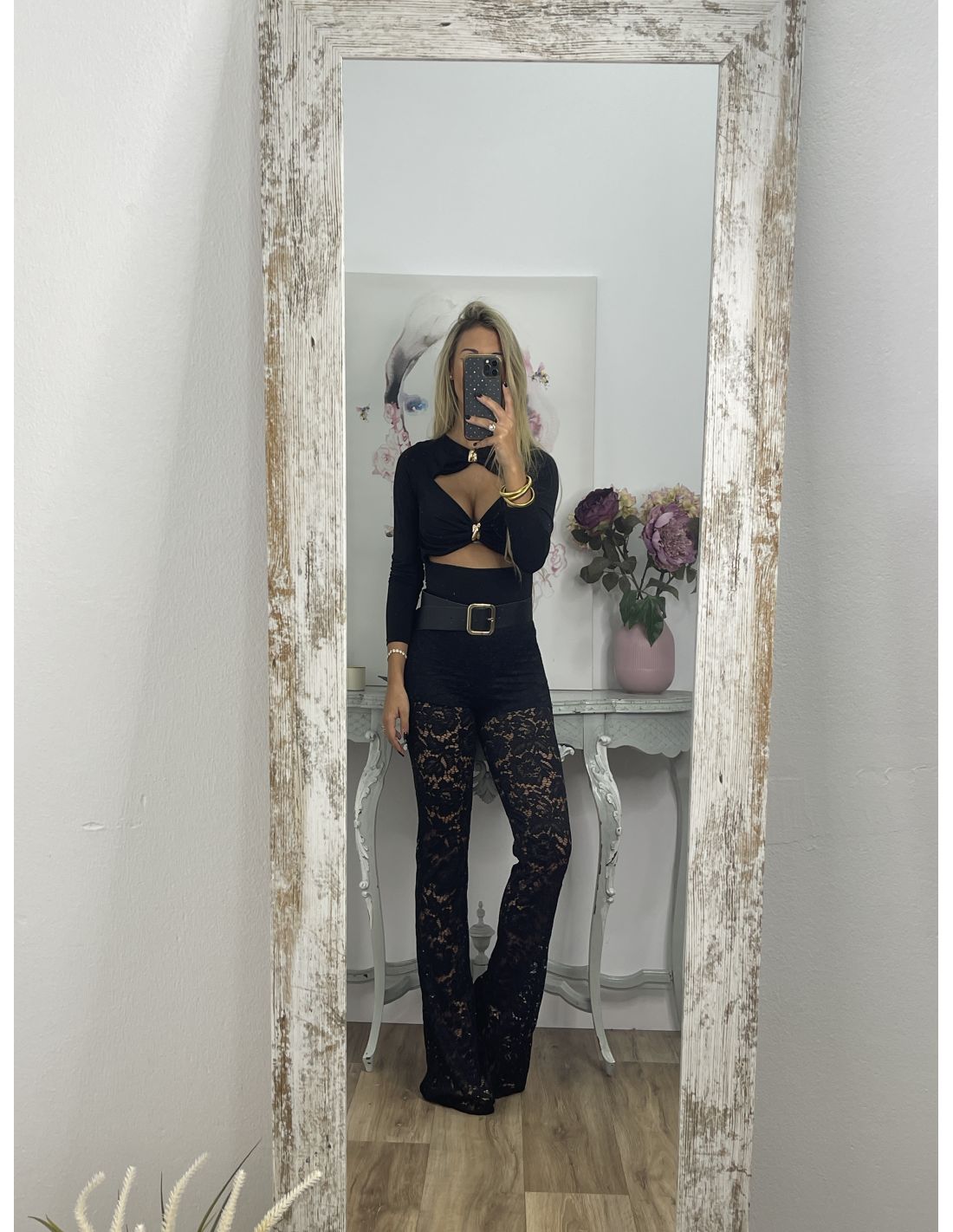 Pantalon encaje negro