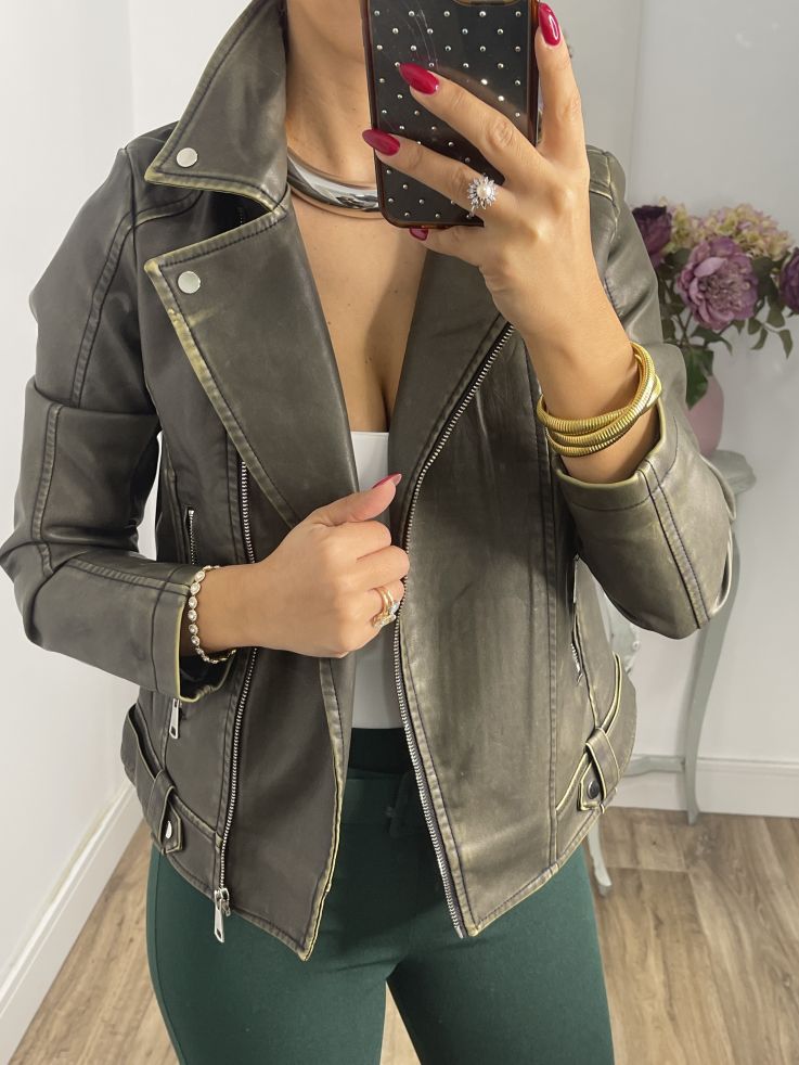 Chaqueta polipiel verde online