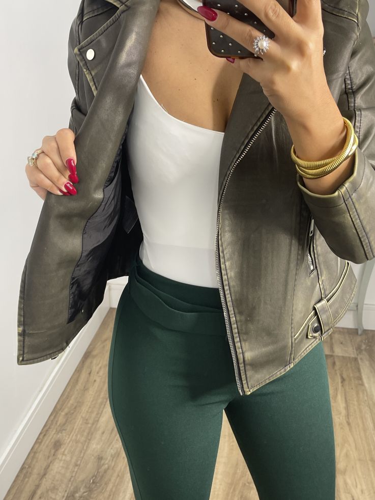 Chaqueta polipiel verde 2025